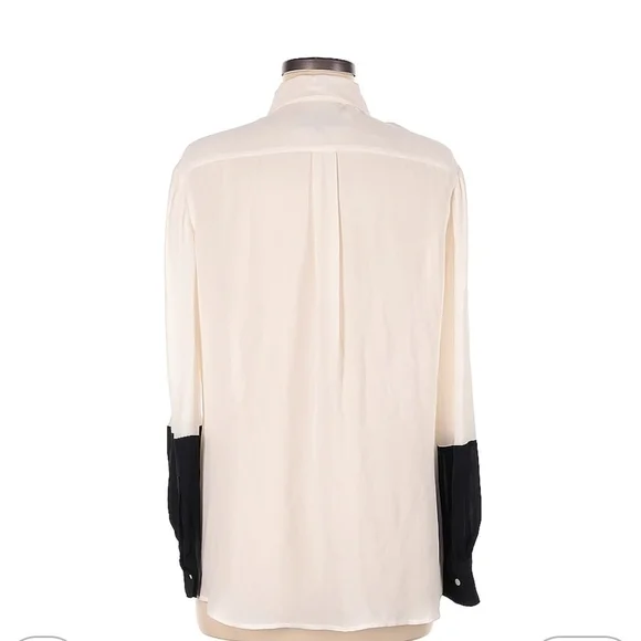 Nili Lotan Cream and Black Button Down Shirt - Picture 2 of 6